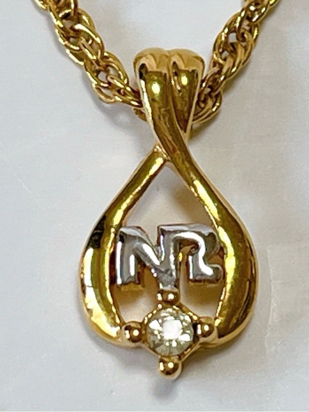 Nina Ricci Gold Plated Logo Necklace Adjustable 16 Inch Vintage
